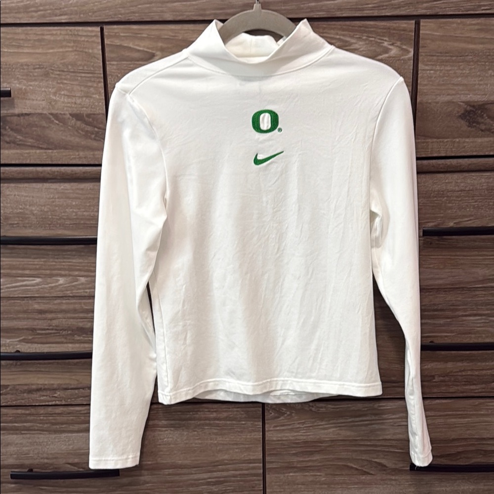 New Women’s Nike Oregon Ducks Long Sleeve Mock Top Size Medium White/Green